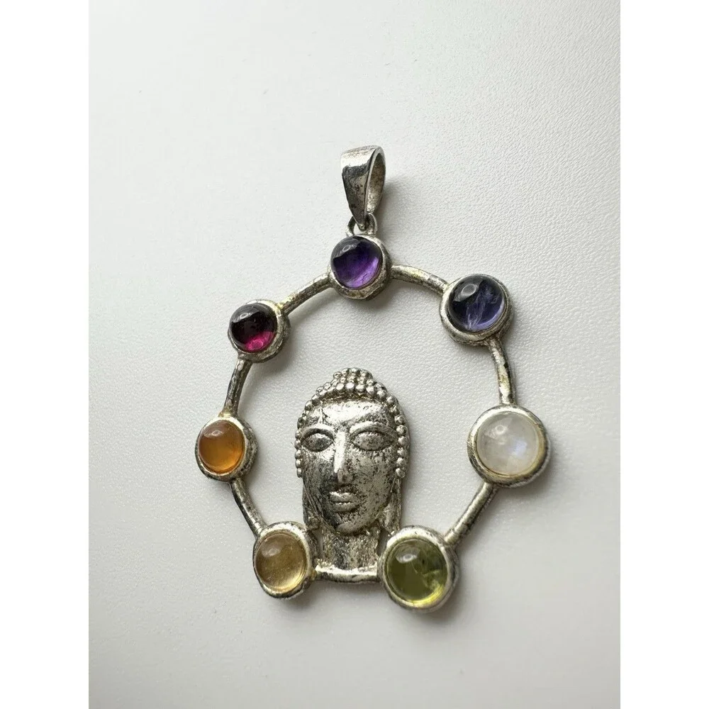 Buddha Amethyst Garnet Moonstone Chakra Pendant